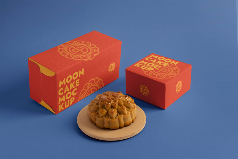 28款中秋节月饼礼盒包装印花vi提案效果智能贴图样机psd素材 样机素材 sucaiwan.com