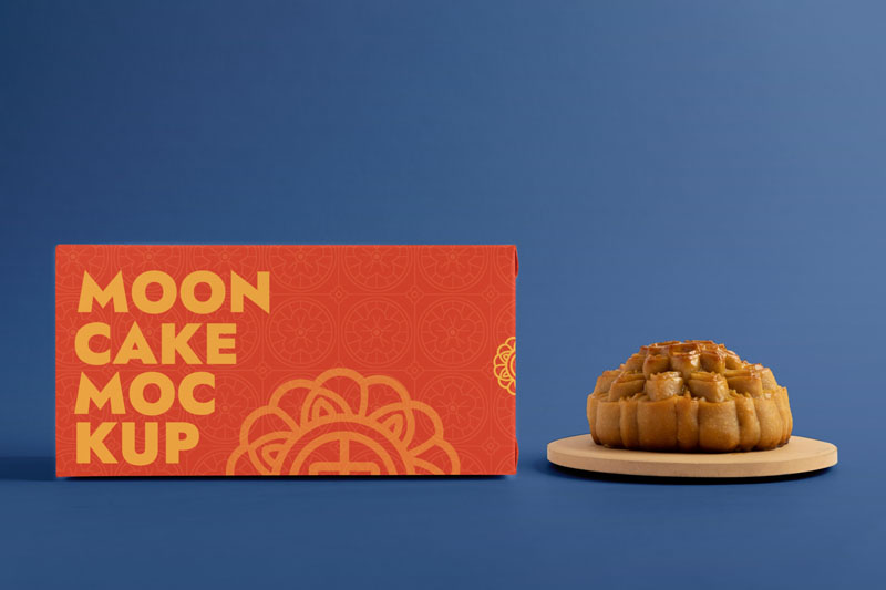 28款中秋节月饼礼盒包装印花vi提案效果智能贴图样机psd素材 样机素材 sucaiwan.com