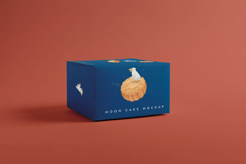28款中秋节月饼礼盒包装印花vi提案效果智能贴图样机psd素材 样机素材 sucaiwan.com