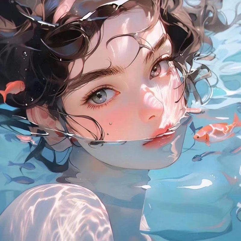 21张Midjourney水下男生女生头像JPG素材 图片素材 sucaiwan.com