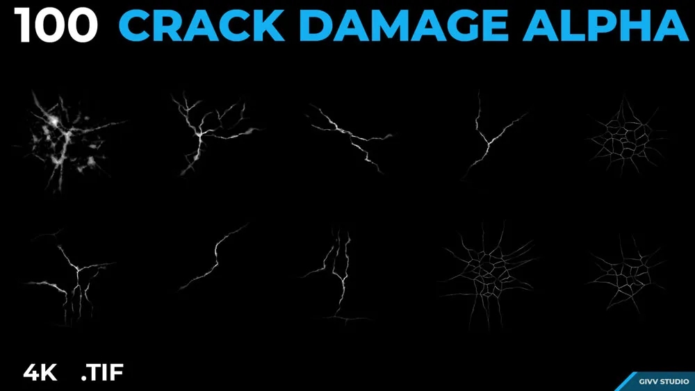 100款4K裂纹裂痕Alpha贴图 图片素材 sucaiwan.com