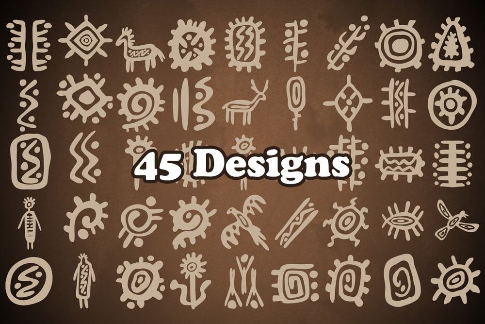 45款原始古代符号图案photoshop笔刷 笔刷资源 sucaiwan.com