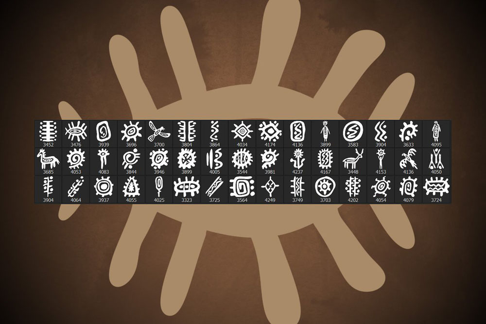 45款原始古代符号图案photoshop笔刷 笔刷资源 sucaiwan.com