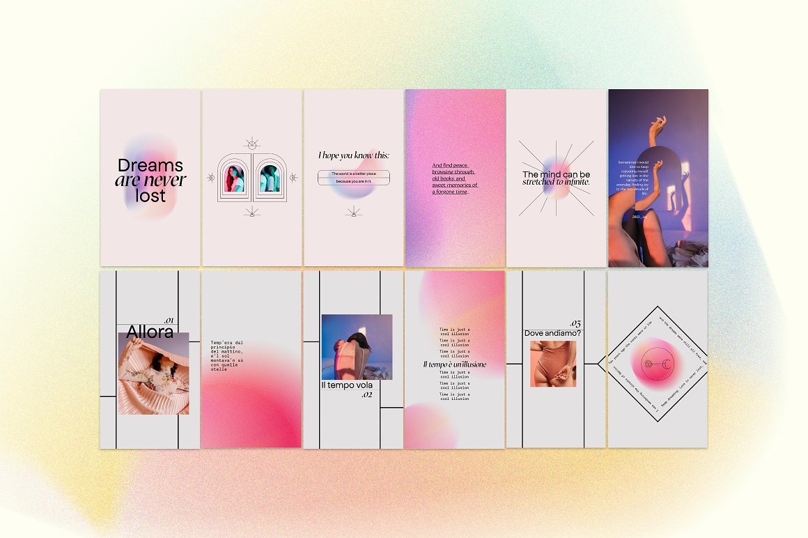 SPARROW 潮流酸性INS风炫彩渐变梦幻新媒体公众号推文海报排版PSD/AI素材 设计素材 sucaiwan.com