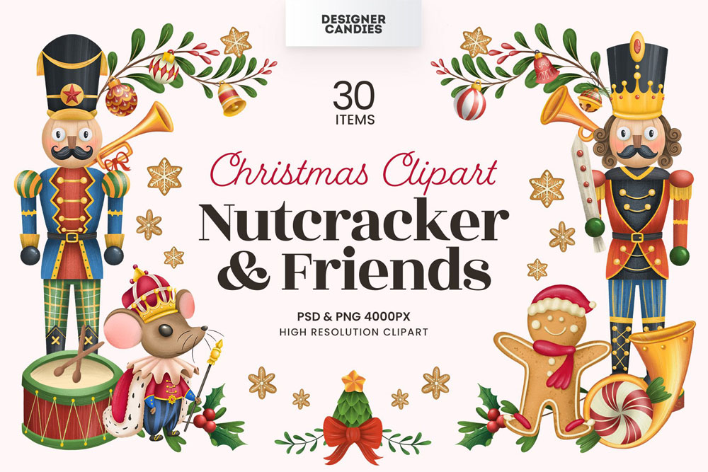 30款圣诞节胡桃夹子剪贴画插图PSD模板 图片素材 第1张-素材湾丨精选海外优质设计素材资源 30款圣诞节胡桃夹子剪贴画插图PSD模板 图片素材 sucaiwan.com