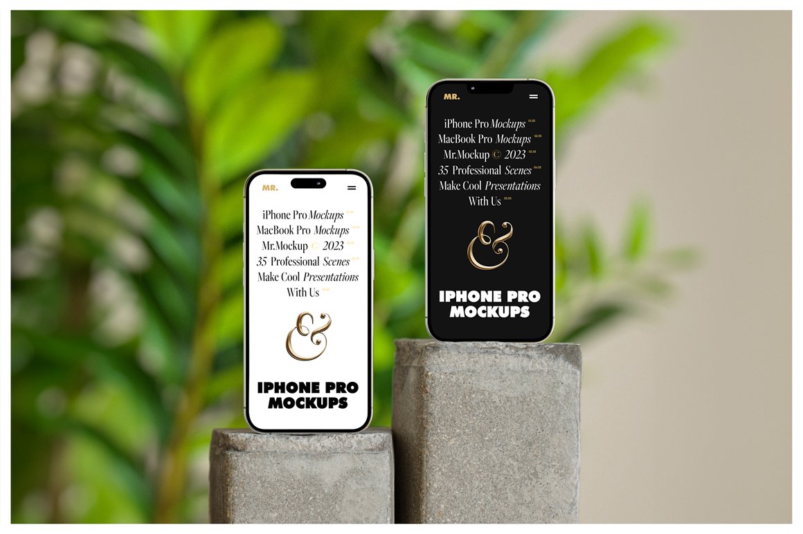 35款高级苹果iPhone 15 Pro手机MacBook笔记本电脑屏幕演示PSD样机模板 Device Mockups – iPhone and MacBook . sucaiwan.com