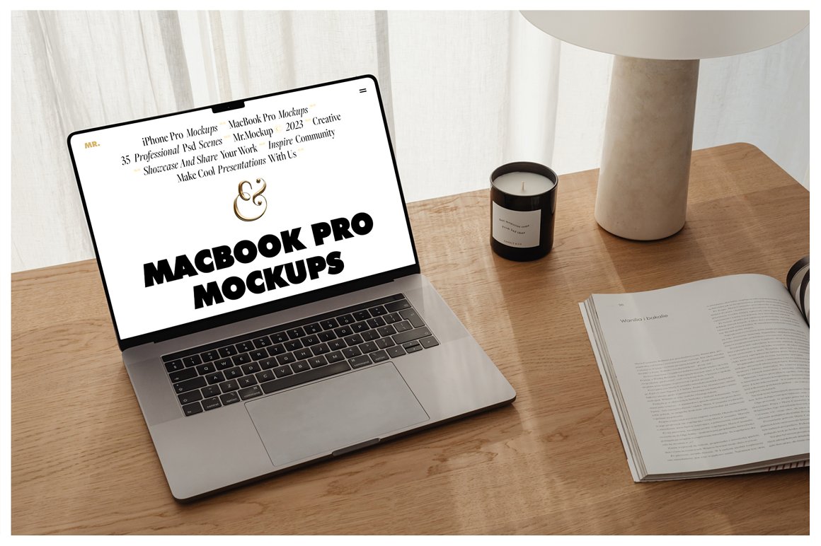 35款高级苹果iPhone 15 Pro手机MacBook笔记本电脑屏幕演示PSD样机模板 Device Mockups – iPhone and MacBook . sucaiwan.com