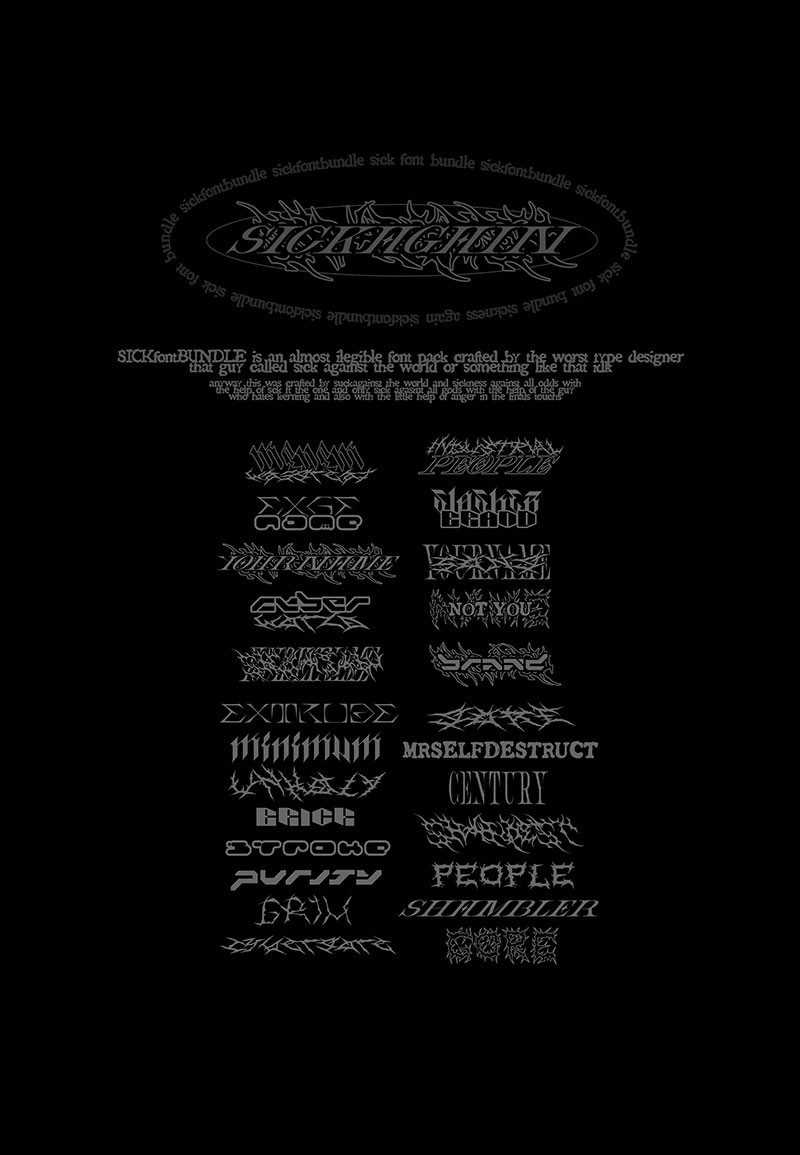 15款朋克摇滚风酸性英文字体合集 设计素材 sucaiwan.com