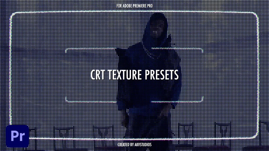 AKV Studios 25个复古半调信号故障失真毛刺CRT纹理模拟视频叠加+PR预设 CRT Texture Presets 插件预设 sucaiwan.com