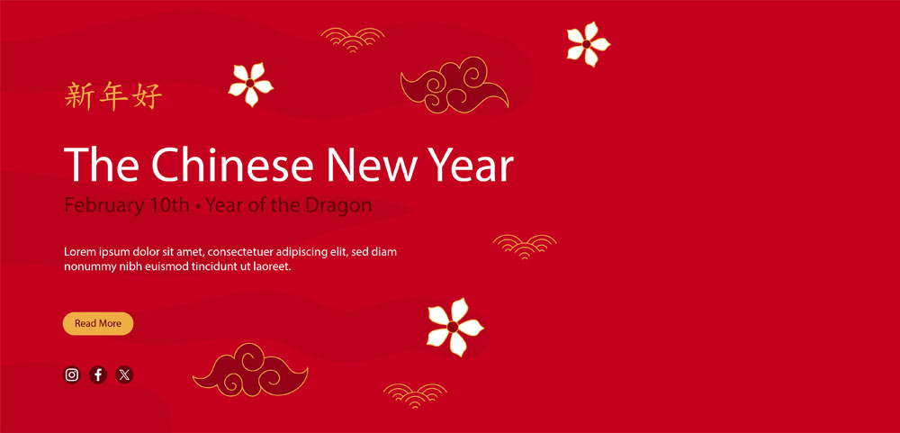 19款中国风2024龙年新年春节红色喜庆背景矢量素材 . sucaiwan.com