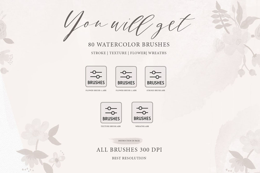 80款花卉花环纹理PS笔刷 笔刷资源 sucaiwan.com