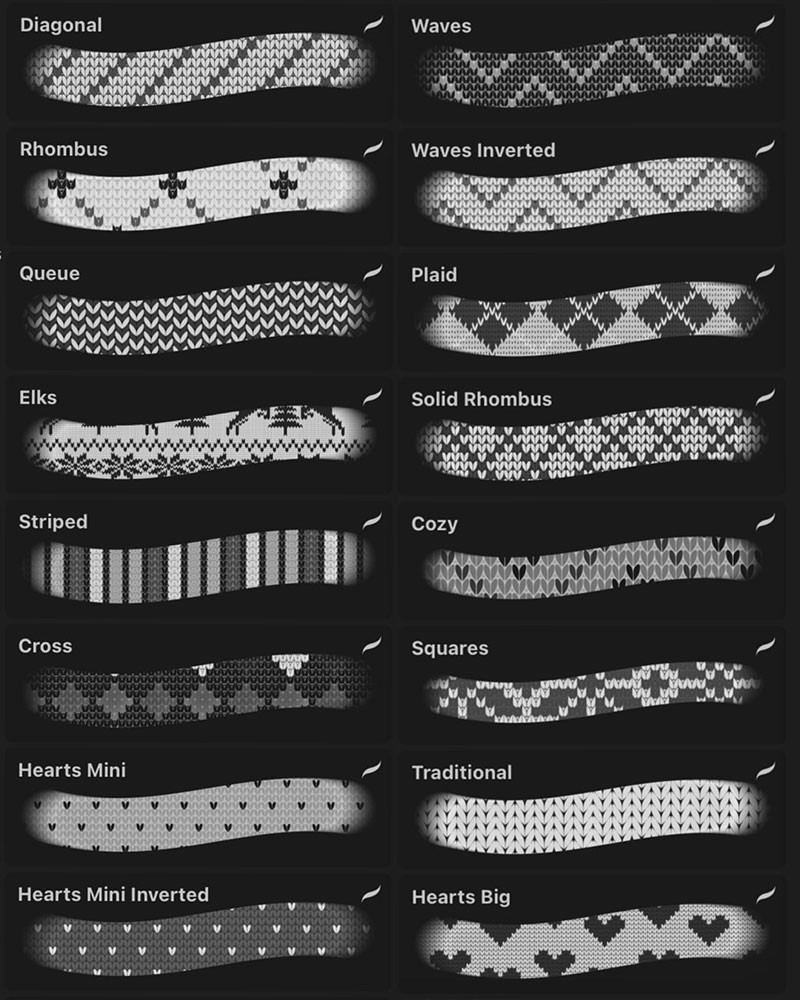 Procreate无缝针织圣诞图案笔刷 笔刷资源 sucaiwan.com