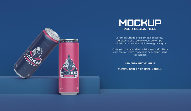 59款易拉罐铝制饮料罐包装设计PSD智能贴图样机 样机素材 sucaiwan.com