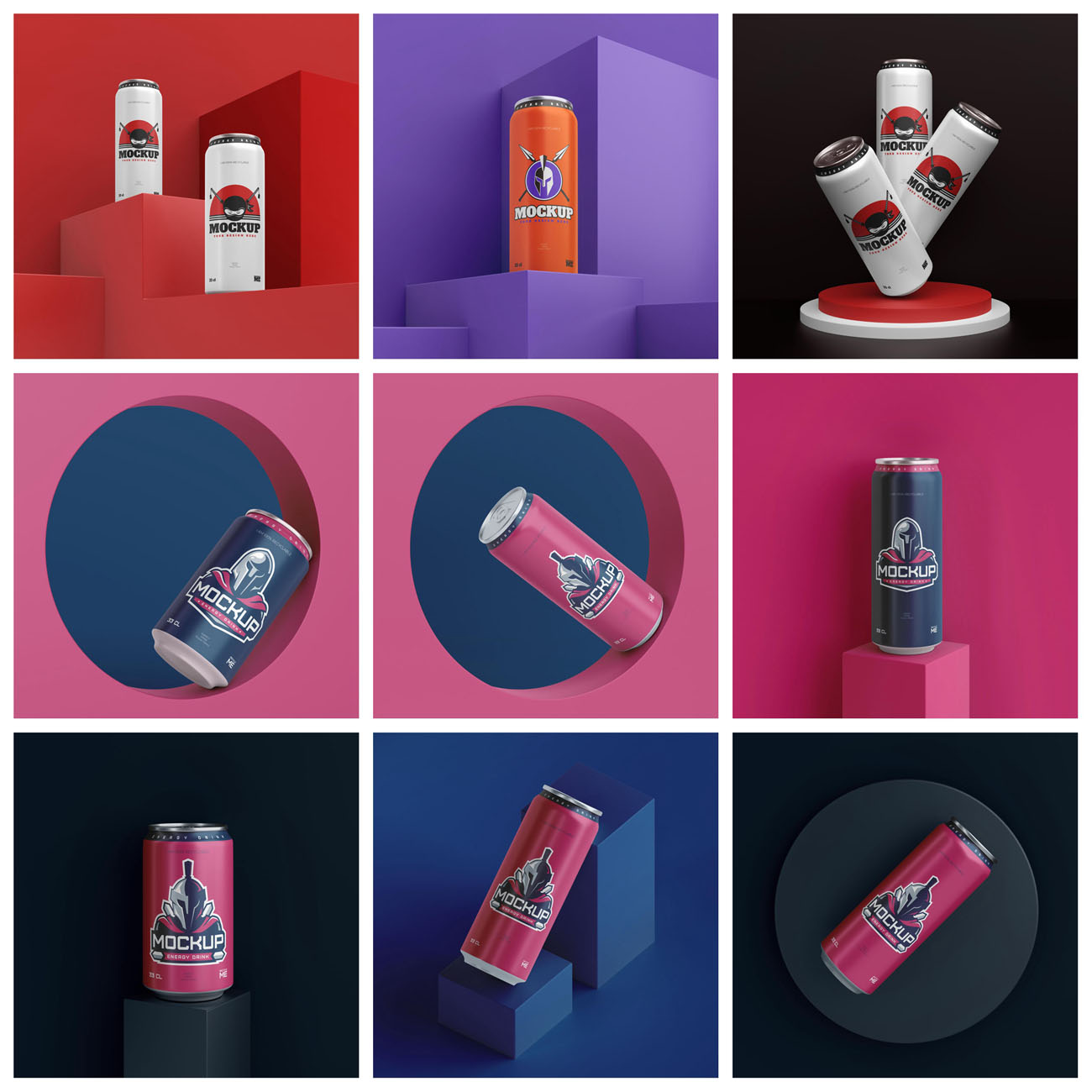 59款易拉罐铝制饮料罐包装设计PSD智能贴图样机 样机素材 sucaiwan.com