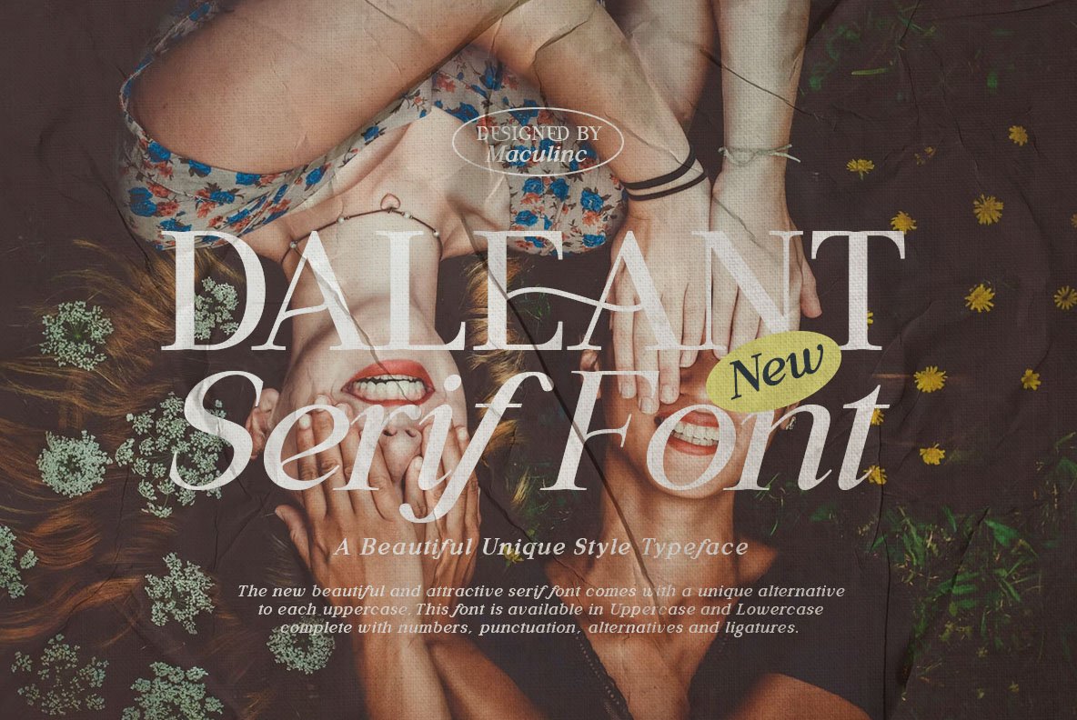 英文字体：现代奢华优雅艺术花体杂志标题排版衬线字体 Daleant . sucaiwan.com