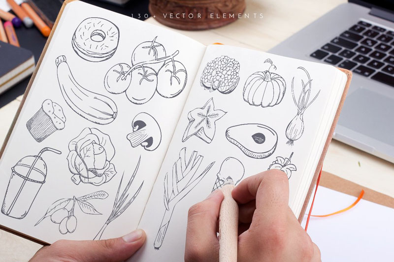 130+餐饮料理矢量插图和无缝图案 APP UI 第2张-素材湾丨精选海外优质设计素材资源 130+餐饮料理矢量插图和无缝图案 APP UI sucaiwan.com