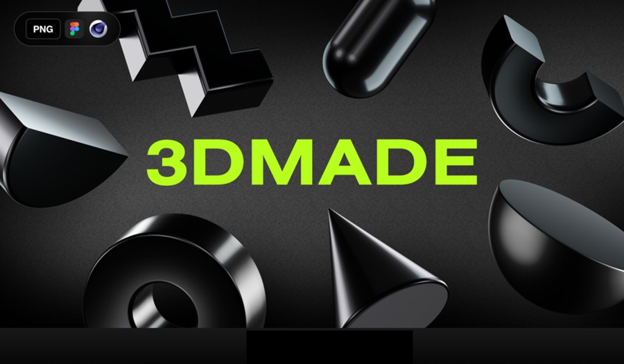 3DMADE 超酷高分辨率酸性金属色3D几何形状PNG+模型文件 图片素材 sucaiwan.com