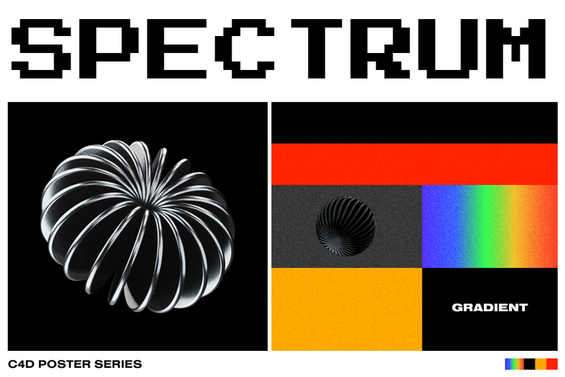 3DMADE 超酷高分辨率酸性金属色3D几何形状PNG+模型文件 图片素材 sucaiwan.com