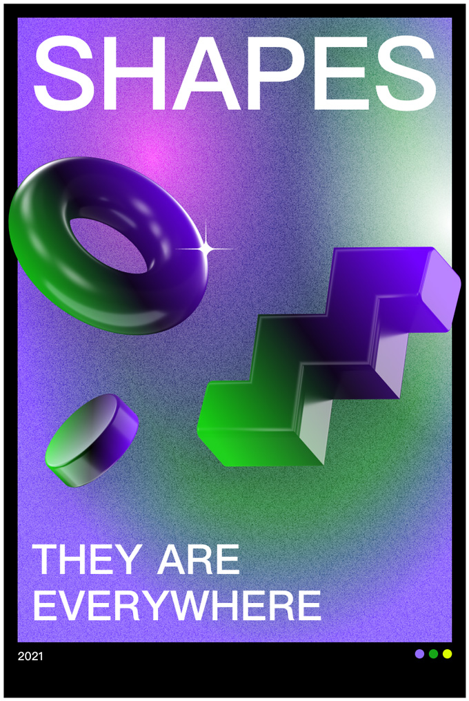 3DMADE 超酷高分辨率酸性金属色3D几何形状PNG+模型文件 图片素材 sucaiwan.com