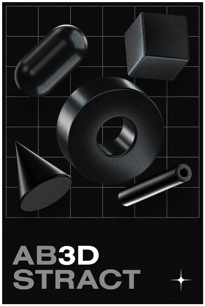 3DMADE 超酷高分辨率酸性金属色3D几何形状PNG+模型文件 图片素材 sucaiwan.com