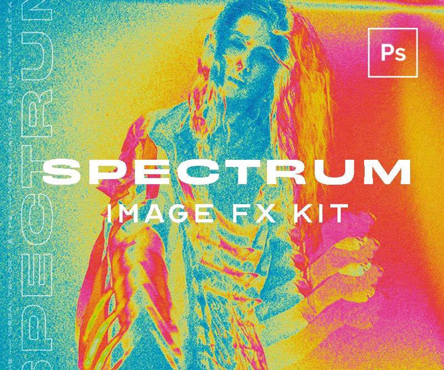 SPECTRUM 热感应抽象视觉胶片颗粒图像效果器套件 样机素材 sucaiwan.com