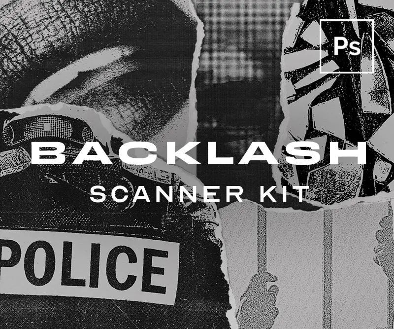 BACKLASH 复古黑白逼真反冲可定制扫描仪FX套件PSD样机模板 样机素材 sucaiwan.com
