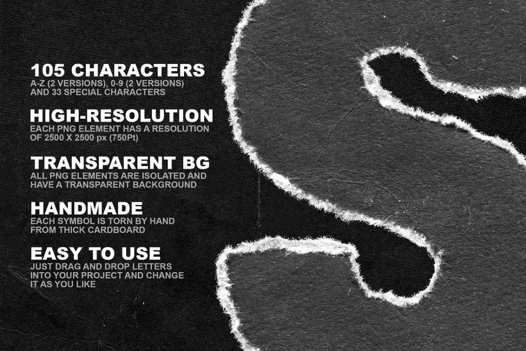 复古做旧毛边高分辨率手撕纸PNG字母数字素材包 图片素材 第11张-素材湾丨精选海外优质设计素材资源 复古做旧毛边高分辨率手撕纸PNG字母数字素材包 图片素材 sucaiwan.com