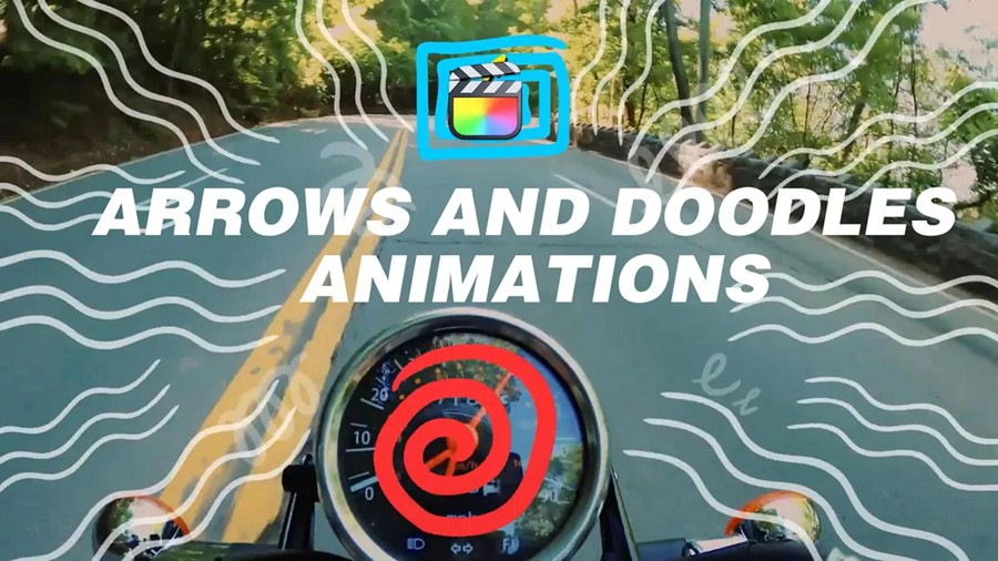 FCPX插件：40个趣味手绘线条涂鸦箭头图形动画 Arrows And Doodles Animations . sucaiwan.com
