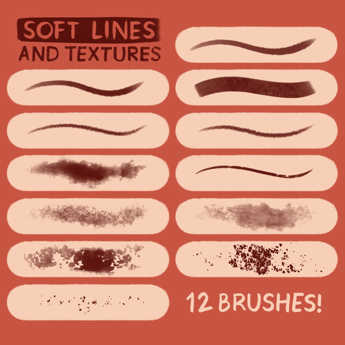 12个自然水彩纹理PS和Procreate笔刷 插件预设 sucaiwan.com