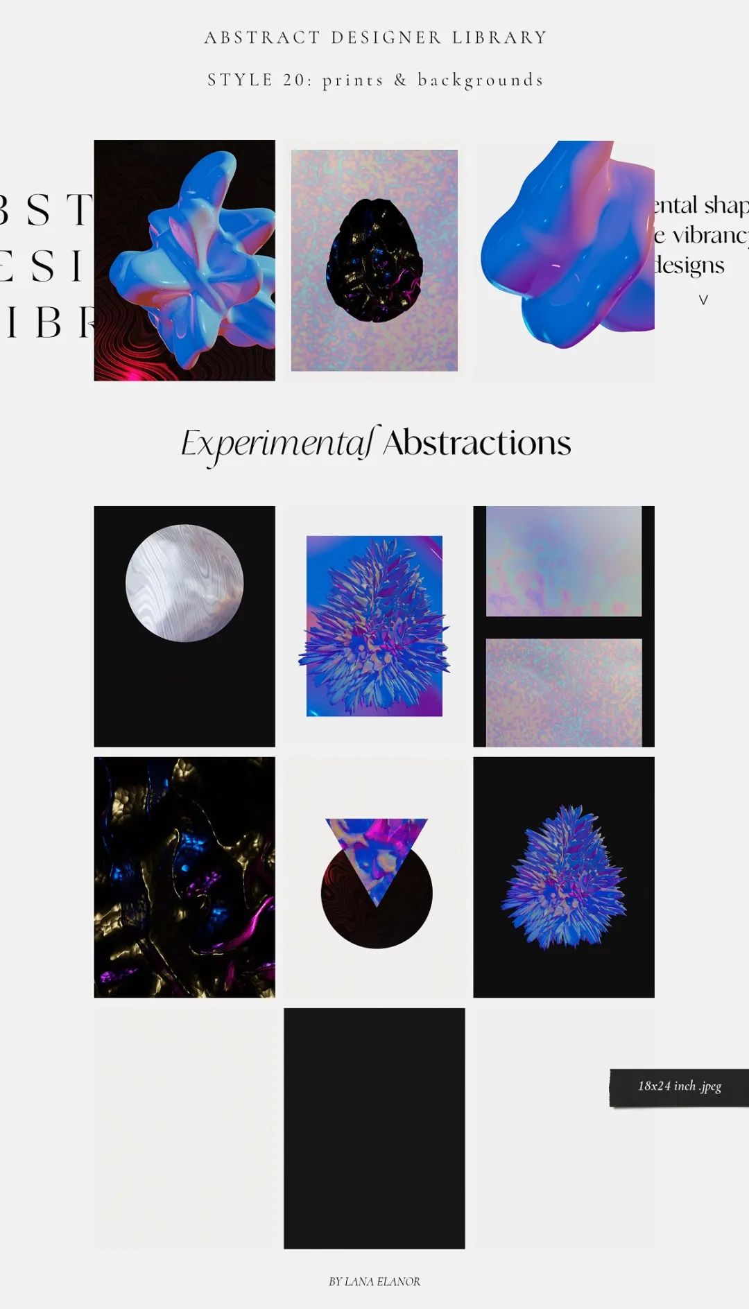 LANA ELANOR 复古抽象极简潮流手写包豪斯几何蒸汽波剪贴画字母素材包 Abstract Designer Library 图片素材 sucaiwan.com