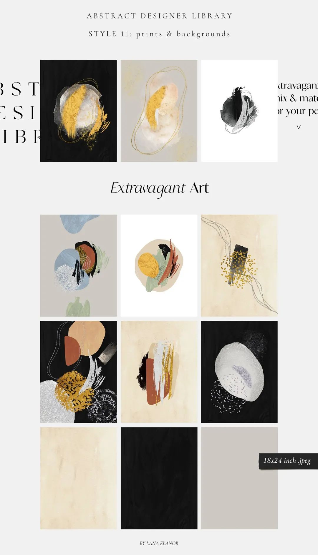 LANA ELANOR 复古抽象极简潮流手写包豪斯几何蒸汽波剪贴画字母素材包 Abstract Designer Library 图片素材 sucaiwan.com