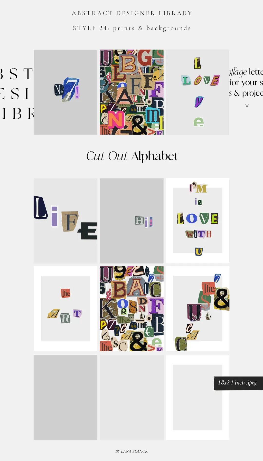 LANA ELANOR 复古抽象极简潮流手写包豪斯几何蒸汽波剪贴画字母素材包 Abstract Designer Library 图片素材 sucaiwan.com