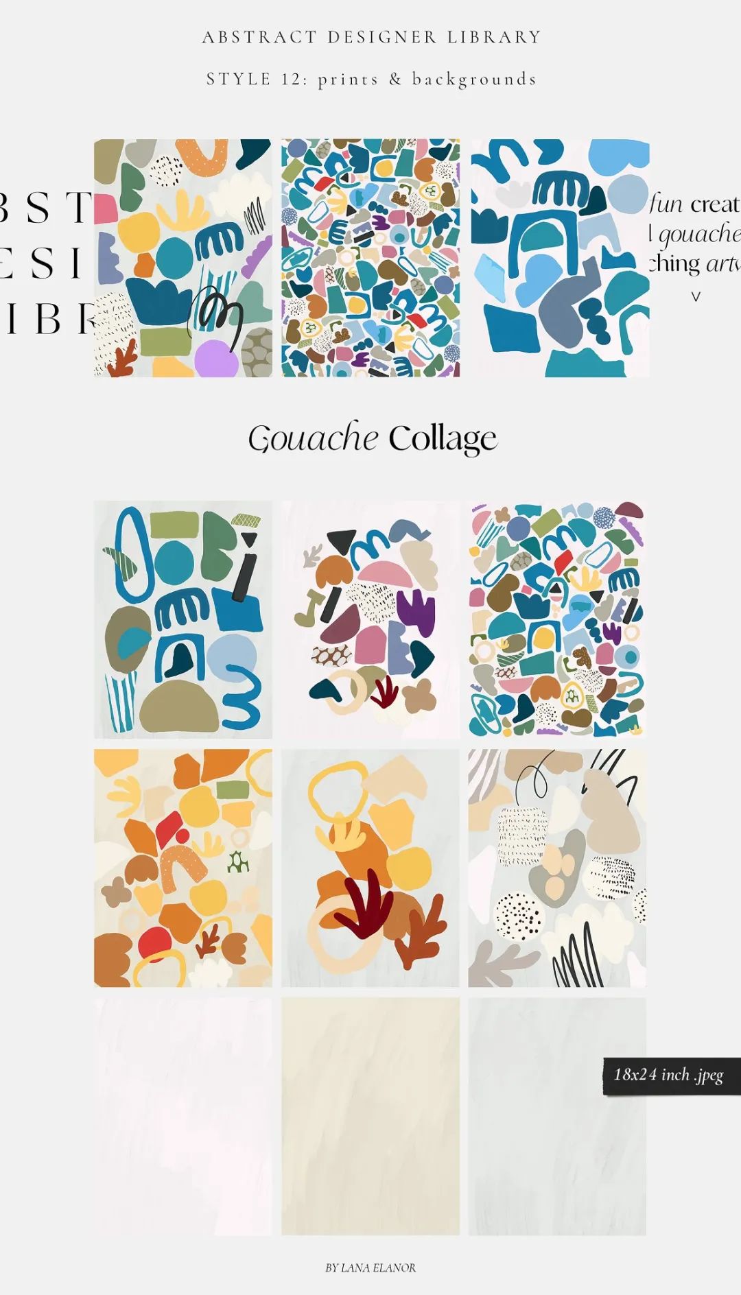 LANA ELANOR 复古抽象极简潮流手写包豪斯几何蒸汽波剪贴画字母素材包 Abstract Designer Library 图片素材 sucaiwan.com