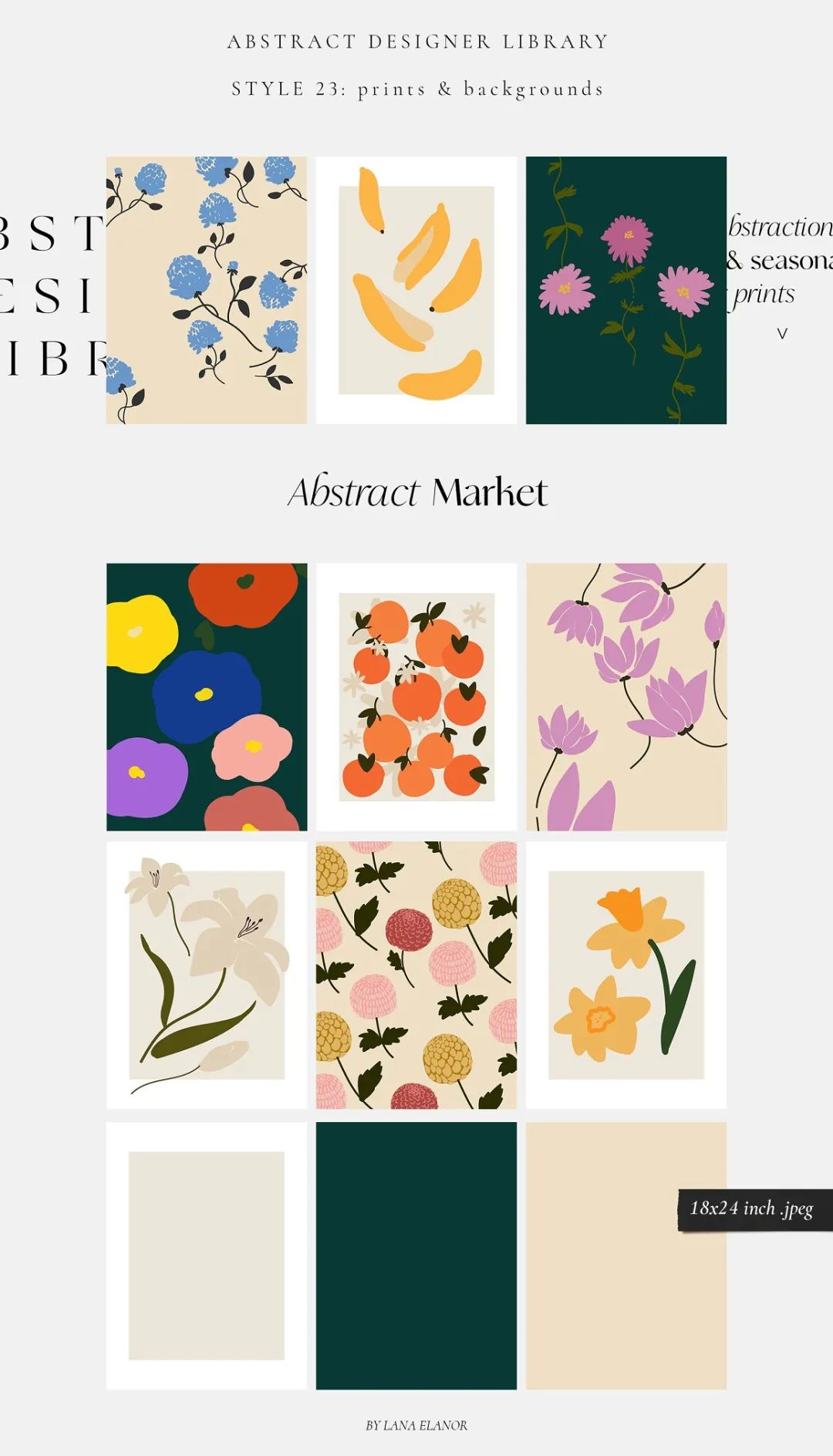 LANA ELANOR 复古抽象极简潮流手写包豪斯几何蒸汽波剪贴画字母素材包 Abstract Designer Library 图片素材 sucaiwan.com
