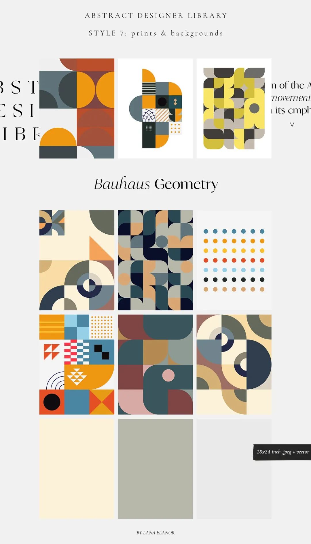 LANA ELANOR 复古抽象极简潮流手写包豪斯几何蒸汽波剪贴画字母素材包 Abstract Designer Library 图片素材 sucaiwan.com