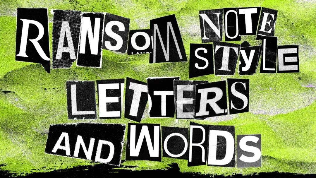 Zodiolestes 复古剪纸荧光绿拼贴做旧免扣标点符号PNG素材 Ransom Letters and Word 图片素材 sucaiwan.com