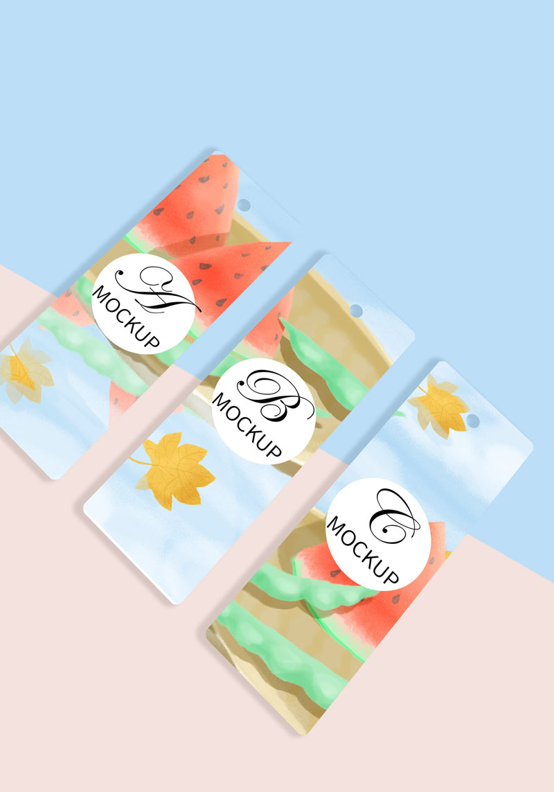 17款品牌书签标签卡片吊牌文创智能贴图样机PSD模板 样机素材 sucaiwan.com