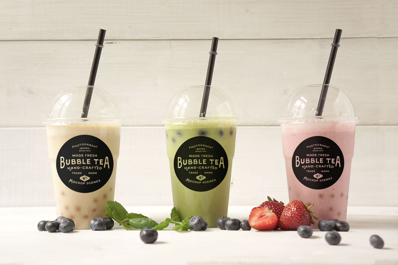 9款吸管奶茶杯奶茶品牌LOGO贴图样机PSD素材 样机素材 sucaiwan.com