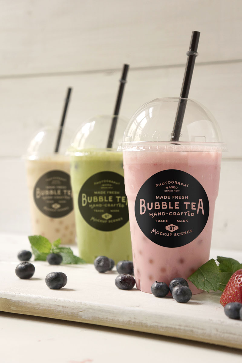 9款吸管奶茶杯奶茶品牌LOGO贴图样机PSD素材 样机素材 sucaiwan.com