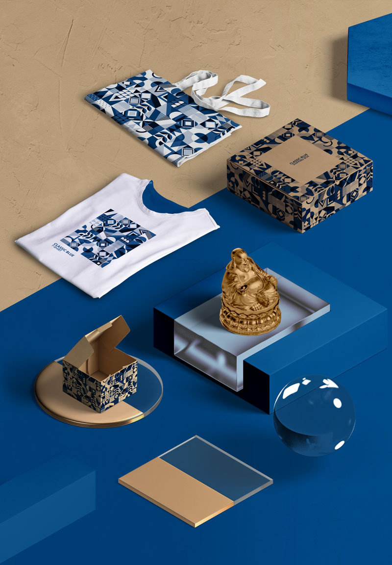 10款文创品牌科技展台效果瓷器耳机环保袋样机贴图PSD模型 样机素材 sucaiwan.com