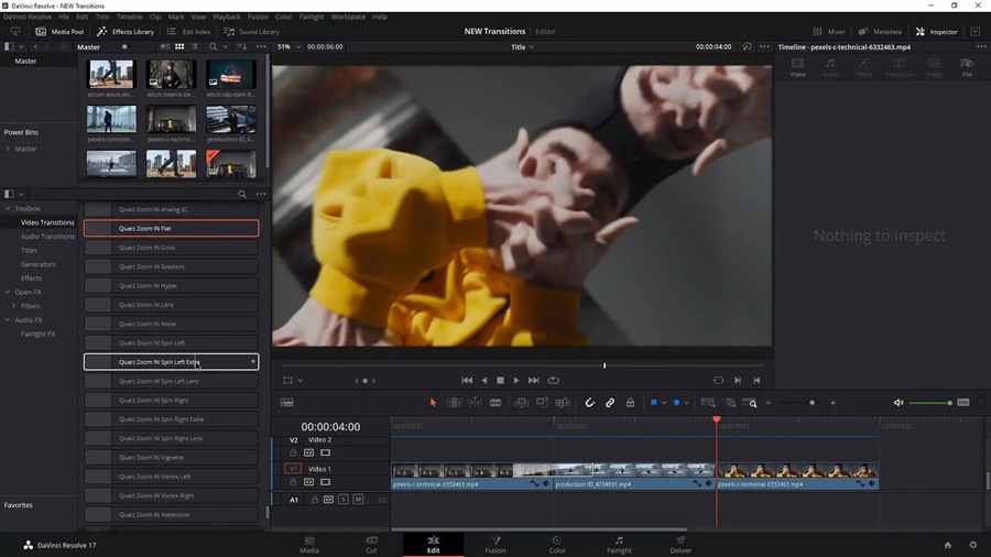 达芬奇预设：40个独特融合故障平移反射分裂抽搐缩放无缝转场效果 . sucaiwan.com