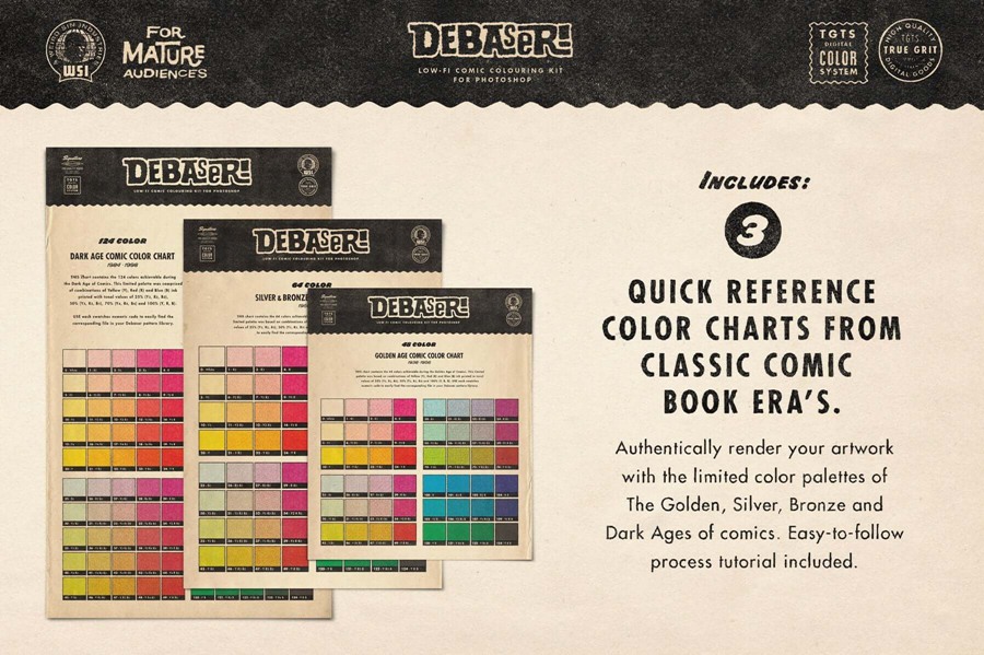 TGTS 复古老式印刷漫画Photoshop半调纹理着色工具包 Debaser for Photoshop 插件预设 第10张-素材湾丨精选海外优质设计素材资源 TGTS 复古老式印刷漫画Photoshop半调纹理着色工具包 Debaser for Photoshop 插件预设 sucaiwan.com