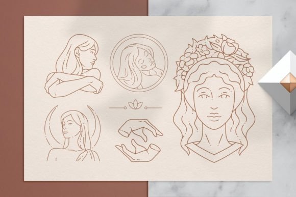 线性抽象女性艺术插图矢量素材 图片素材 sucaiwan.com