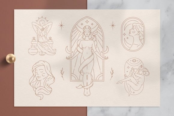 线性抽象女性艺术插图矢量素材 图片素材 sucaiwan.com