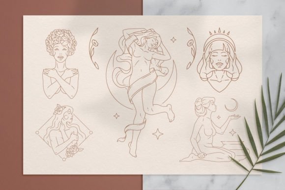 线性抽象女性艺术插图矢量素材 图片素材 sucaiwan.com