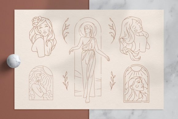 线性抽象女性艺术插图矢量素材 图片素材 sucaiwan.com