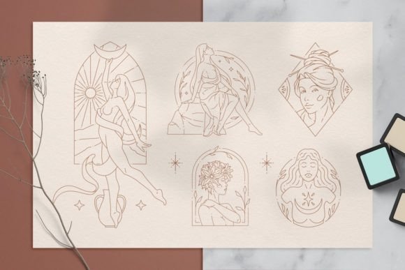 线性抽象女性艺术插图矢量素材 图片素材 sucaiwan.com