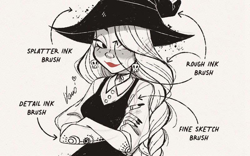 速写美式插画Procreate笔刷 笔刷资源 sucaiwan.com