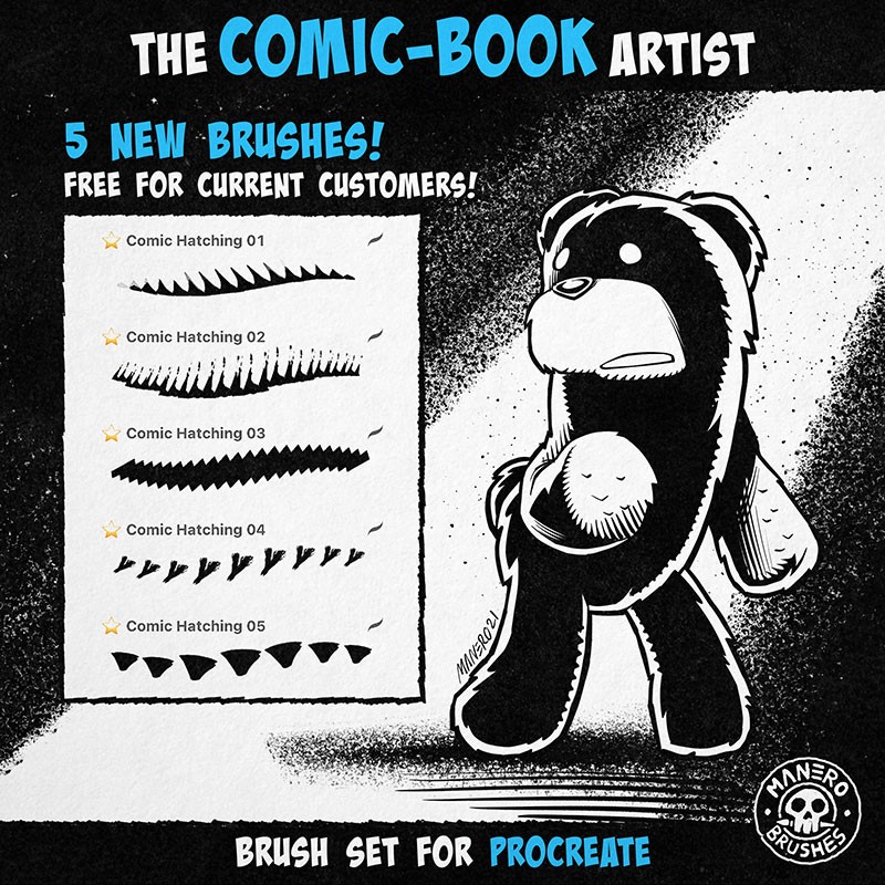 50个漫画素描阴影效果Procreate笔刷套装 笔刷资源 sucaiwan.com