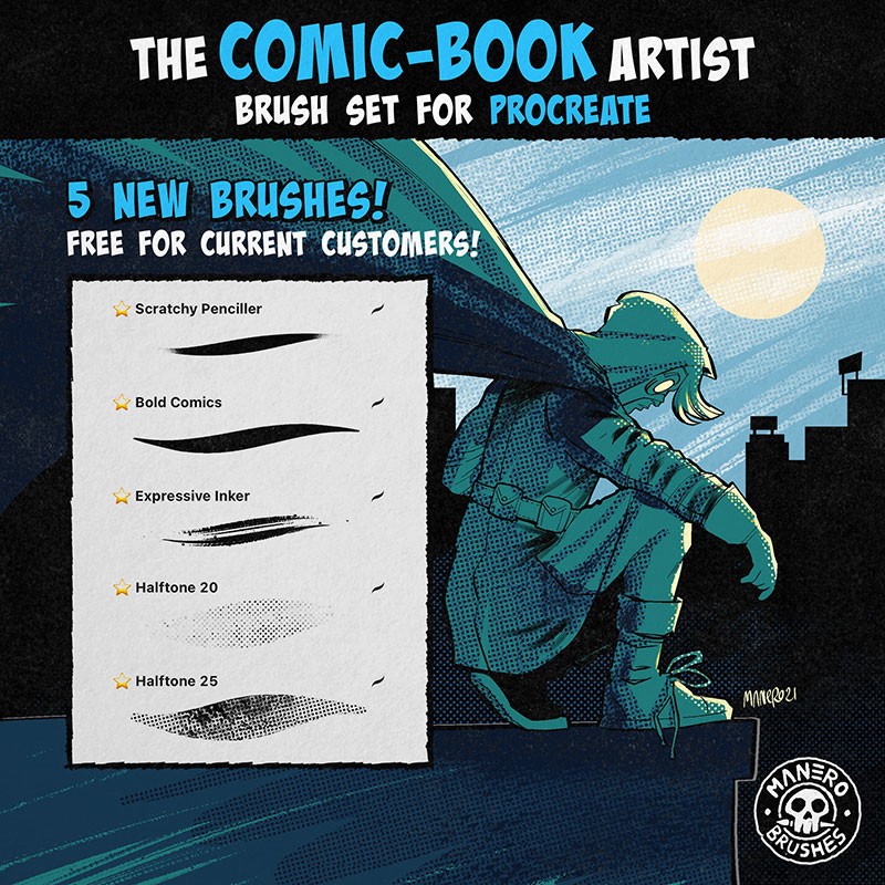 50个漫画素描阴影效果Procreate笔刷套装 笔刷资源 sucaiwan.com